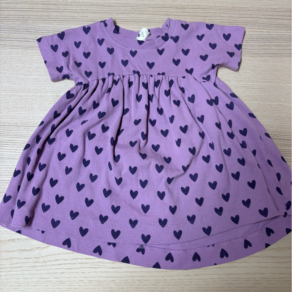 Kate Quinn Purple Dress with Black Heart Pattern